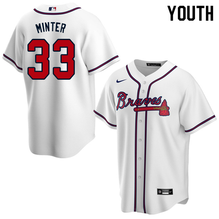 Nike Youth #33 A.J. Minter Atlanta Braves Baseball Jerseys Sale-White